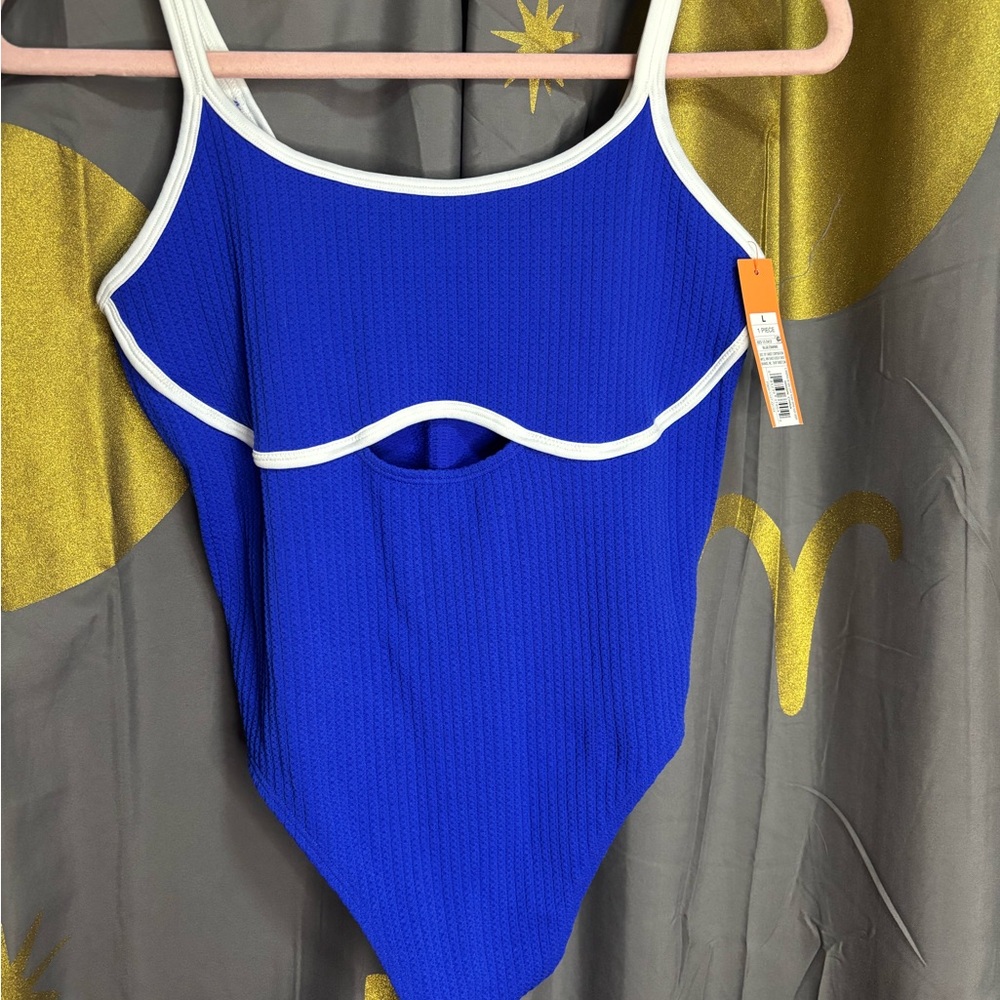 Women’s Royal Blue One-Piece Bodysuit with White Trim